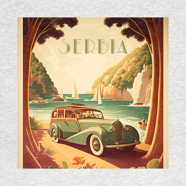 Serbia Vintage Travel Art Poster by OldTravelArt